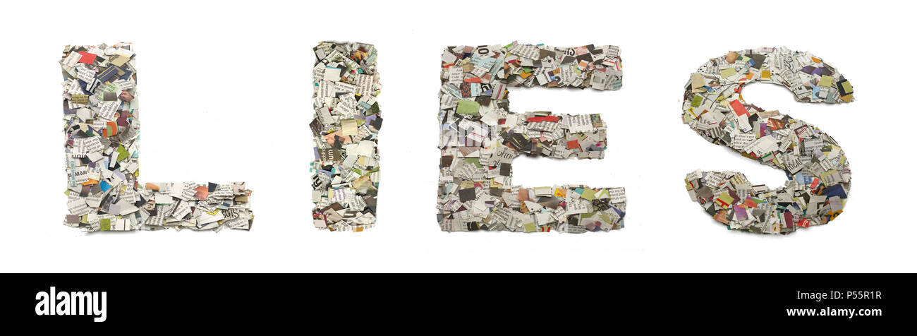 Le mot se trouve isolé de confettis journal Banque D'Images