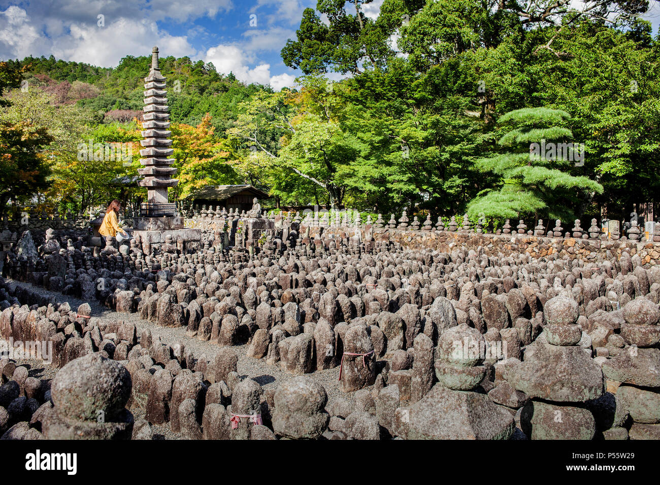 Adashino Nembutsu ji, zone Arashiyama Sagano,Kyoto. L'aéroport du Kansai au Japon. Banque D'Images