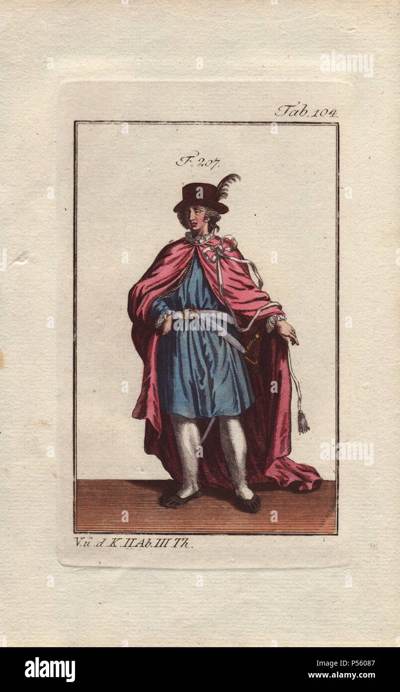 Chevalier de l'Ordre du Bain, un ordre de chevalerie britannique fondée par George I en 1725. Le titre vient de la cité médiévale d'un bain rituel Knight (comme un symbole de purification) avant l'incorporation dans l'ordre.. . La gravure sur cuivre coloriée d'un chevalier d'un ordre militaire religieux de Robert von Spalart's 'tableau Historique des costumes des principaux peuples de l'Antiquité et du Moyen Age" (1796). Banque D'Images