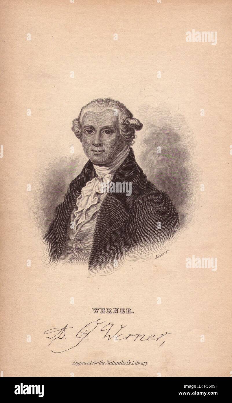 Abraham Gottlob Werner (1750-1817), géologue allemand et fondateur de l'école. Neptunist. . Portrait gravé sur acier par W.H. Lizars, de Sir William Jardine's "La Bibliothèque du naturaliste" 1833, Édimbourg. Banque D'Images