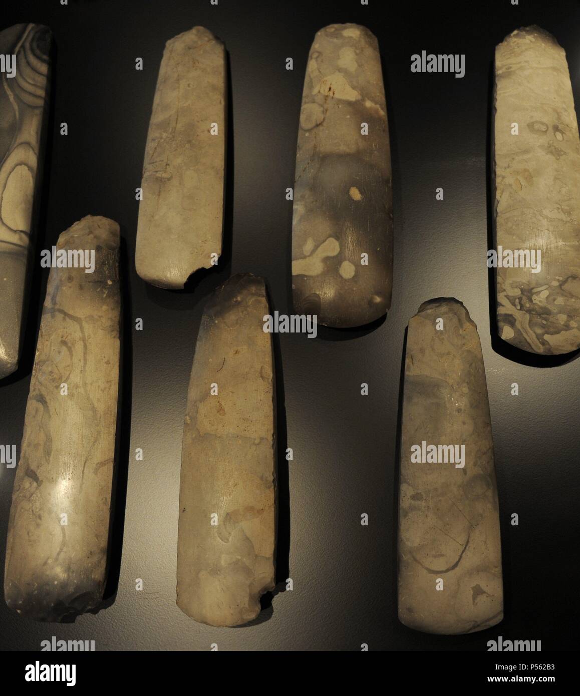 Silex poli axes. 3700-3500 BC. D Hagelbjerggard, central la Nouvelle-Zélande. Musée national du Danemark. Copenhague. Le Danemark. Banque D'Images