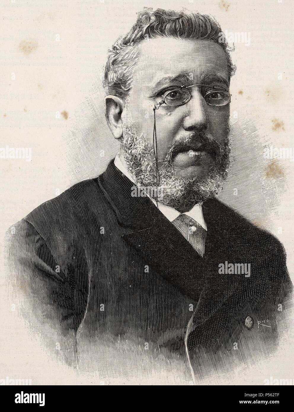 Cristino Martos y Balbi( 1830 -1893). Homme politique espagnol et avocat qui a été ministre d'État de 1869 à 1870, à un cabinet dirigé par Juan Prim, 1er marquis de los Castillejos, et a occupé d'autres postes importants telles que le maire de Madrid. Il a été membre de la partie démocratique radical. Banque D'Images