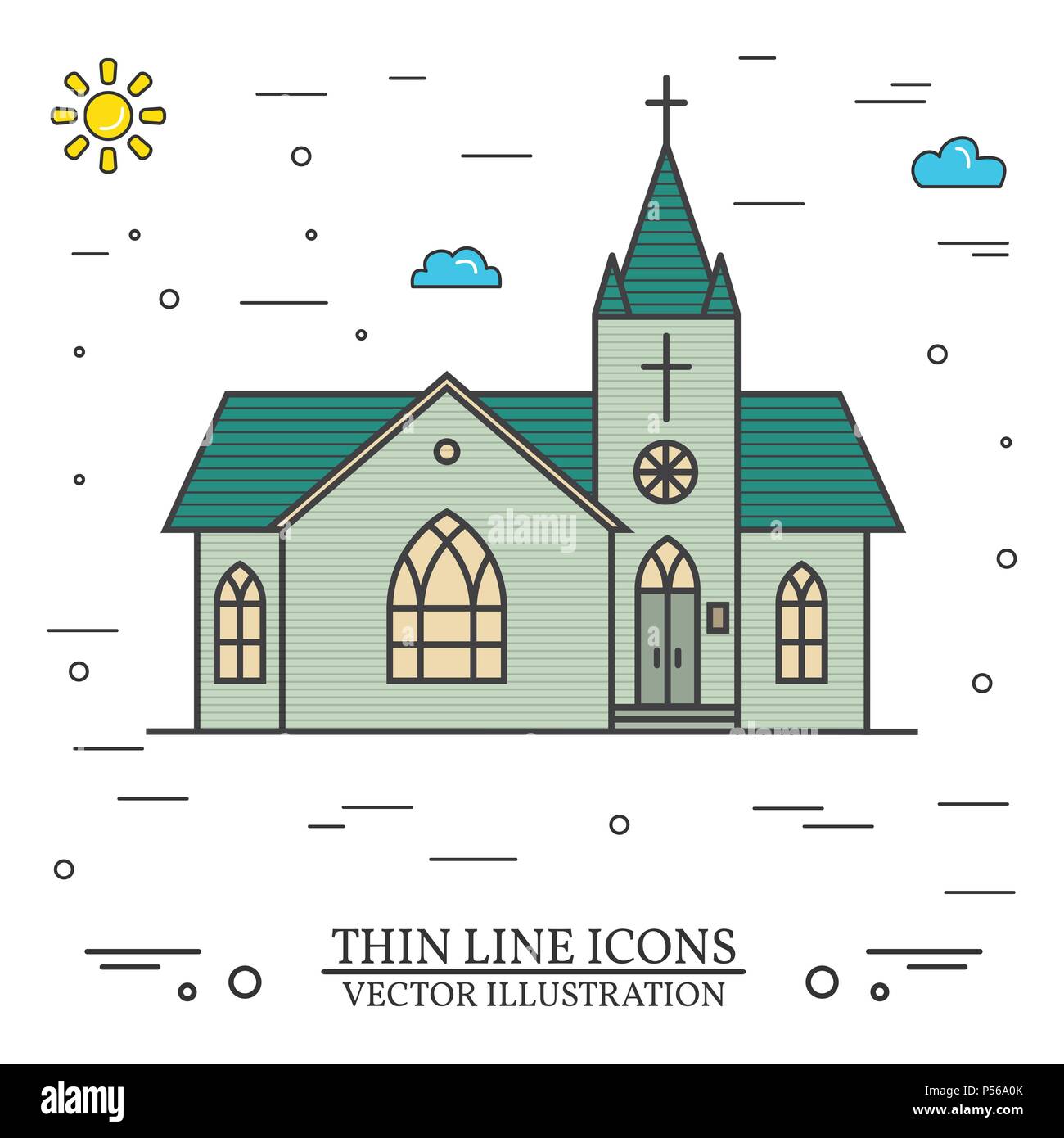 L'icône de la ligne mince vecteur de l'église. Pour la conception web et l'interface d'application, aussi utile pour l'infographie. Vector illustration. Illustration de Vecteur