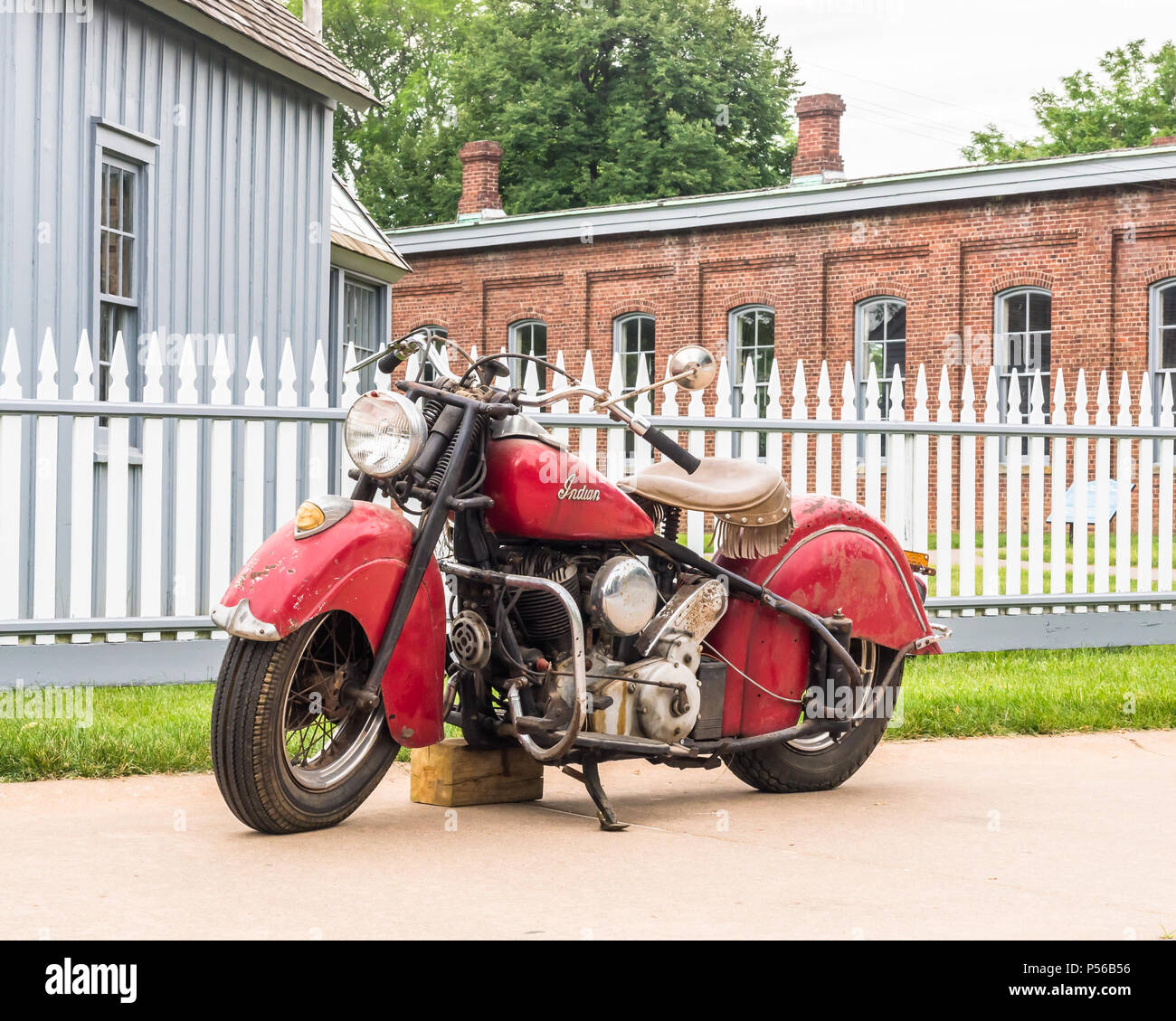 DEARBORN, MI/USA - 16 juin 2018 : Un Indien à la moto le Henry Ford (THF) Motor Show, rassemblement à Greenfield Village, près de Detroit, Michigan. Banque D'Images