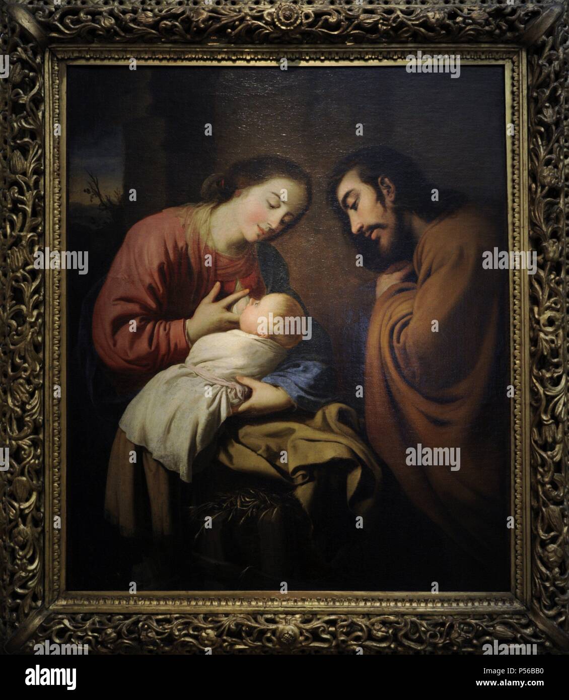 Francisco de Zurbaran (1598-1664). Peintre espagnol. La Sainte Famille, 1659. Musée des beaux-arts de Budapest, Hongrie. Banque D'Images