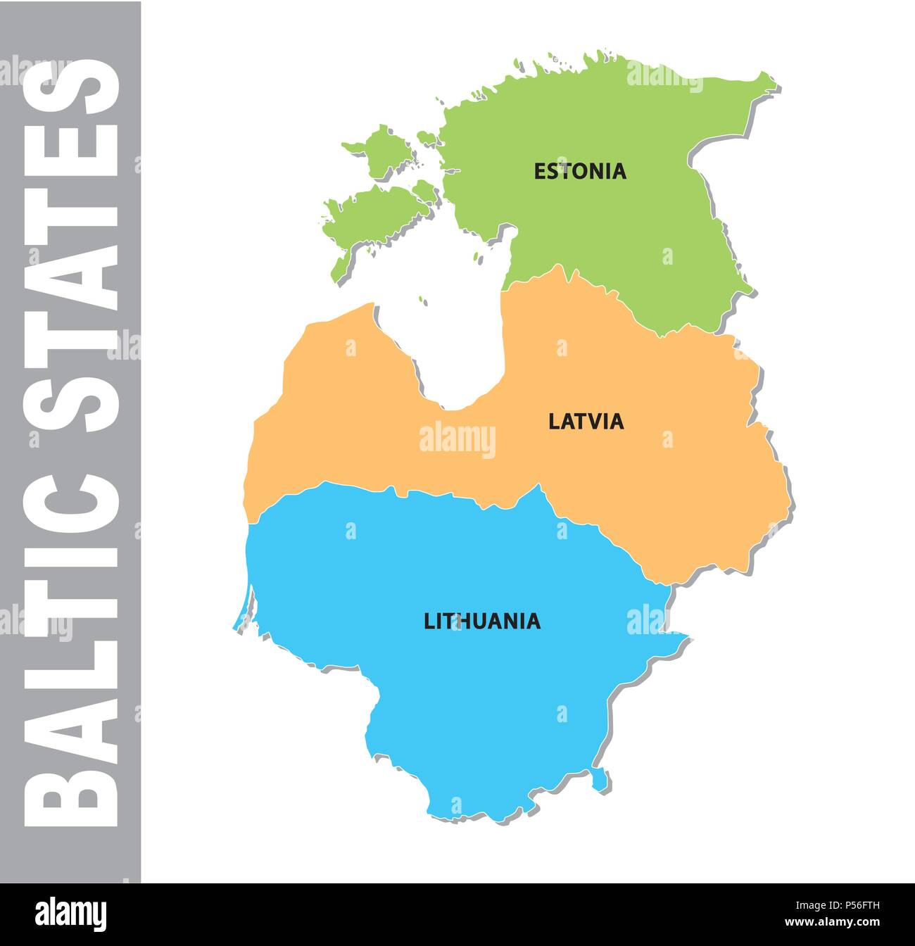États baltes colorés carte vectorielle administrative et politique Illustration de Vecteur