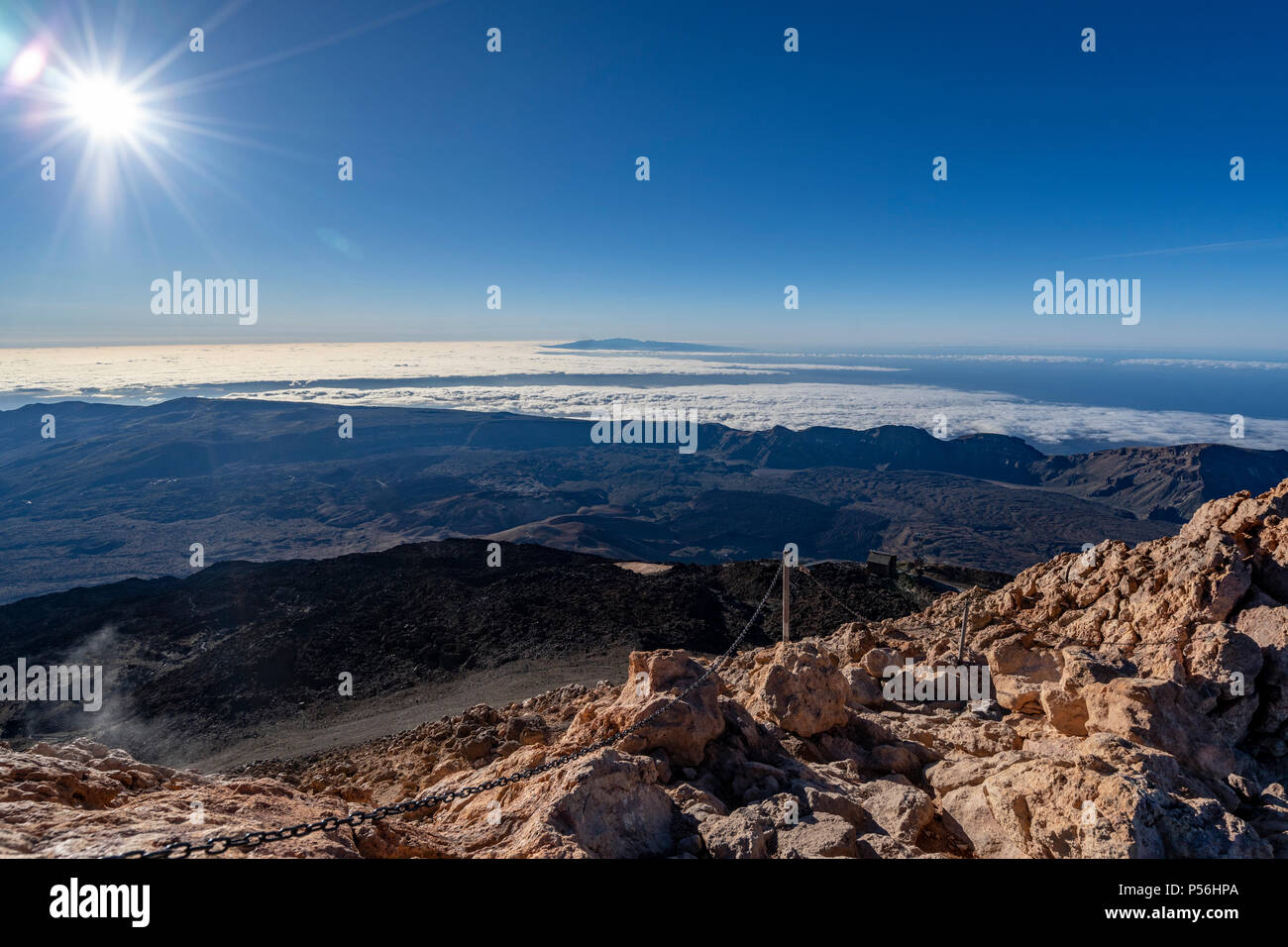 Iles Canaries, Tenerife, vues aériennes du sommet du mont Teide, à 3718m d'altitude. Banque D'Images