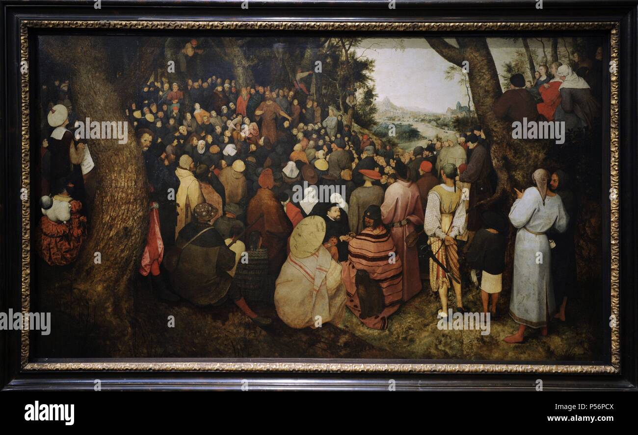 Pieter Brueghel l'ancien (c.1525-1569). Peintre flamand. Le Sermon de Saint Jean le Baptiste. Musée des beaux-arts de Budapest. La Hongrie. Banque D'Images