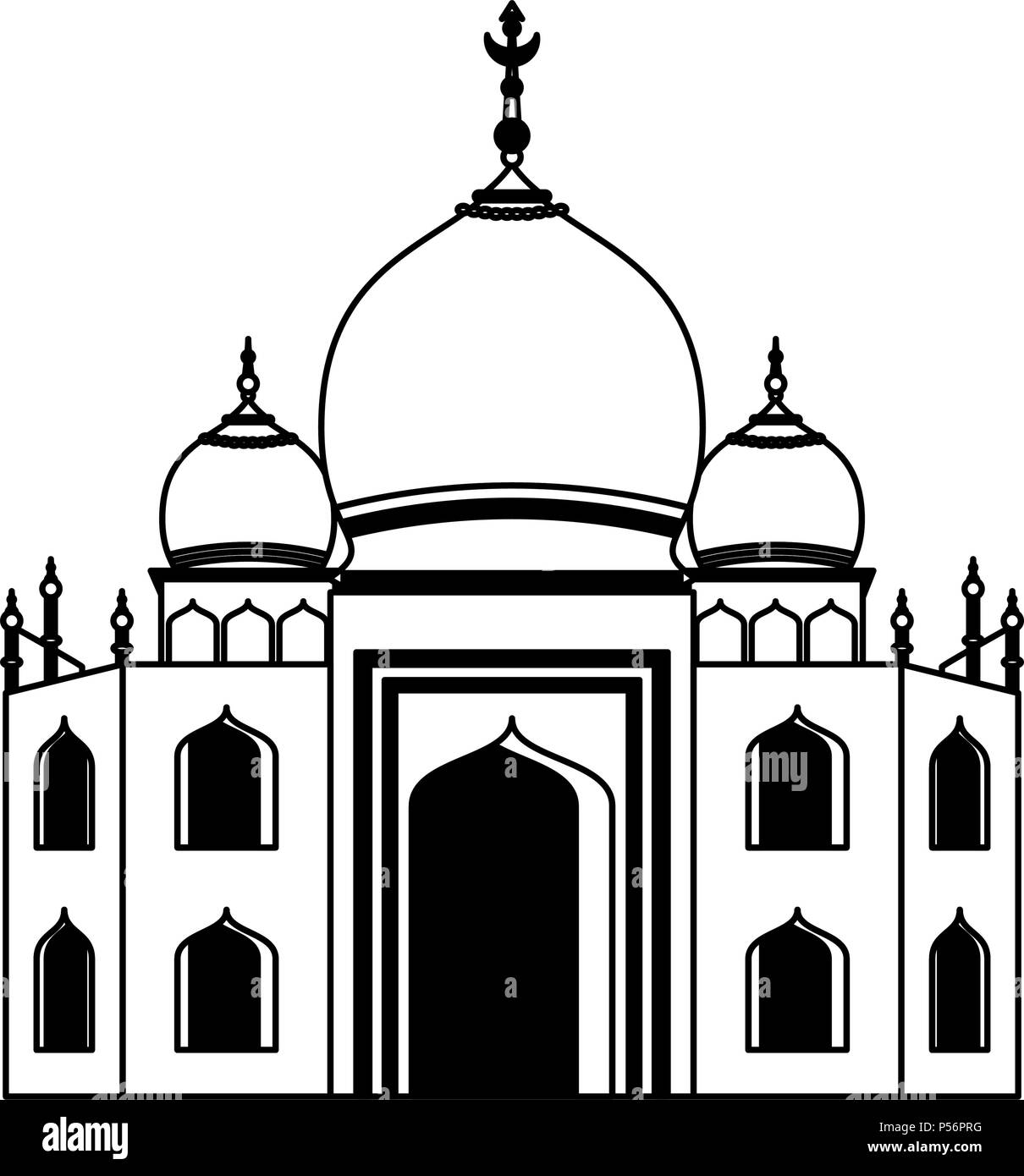Inde Taj Mahal en noir et blanc Illustration de Vecteur