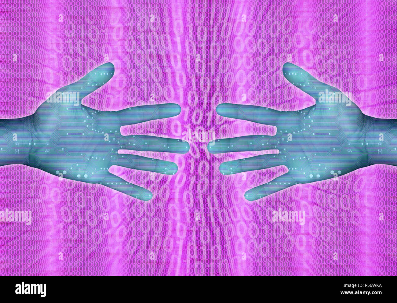 Contexte conceptuel image de mains atteignant chaque autres Banque D'Images