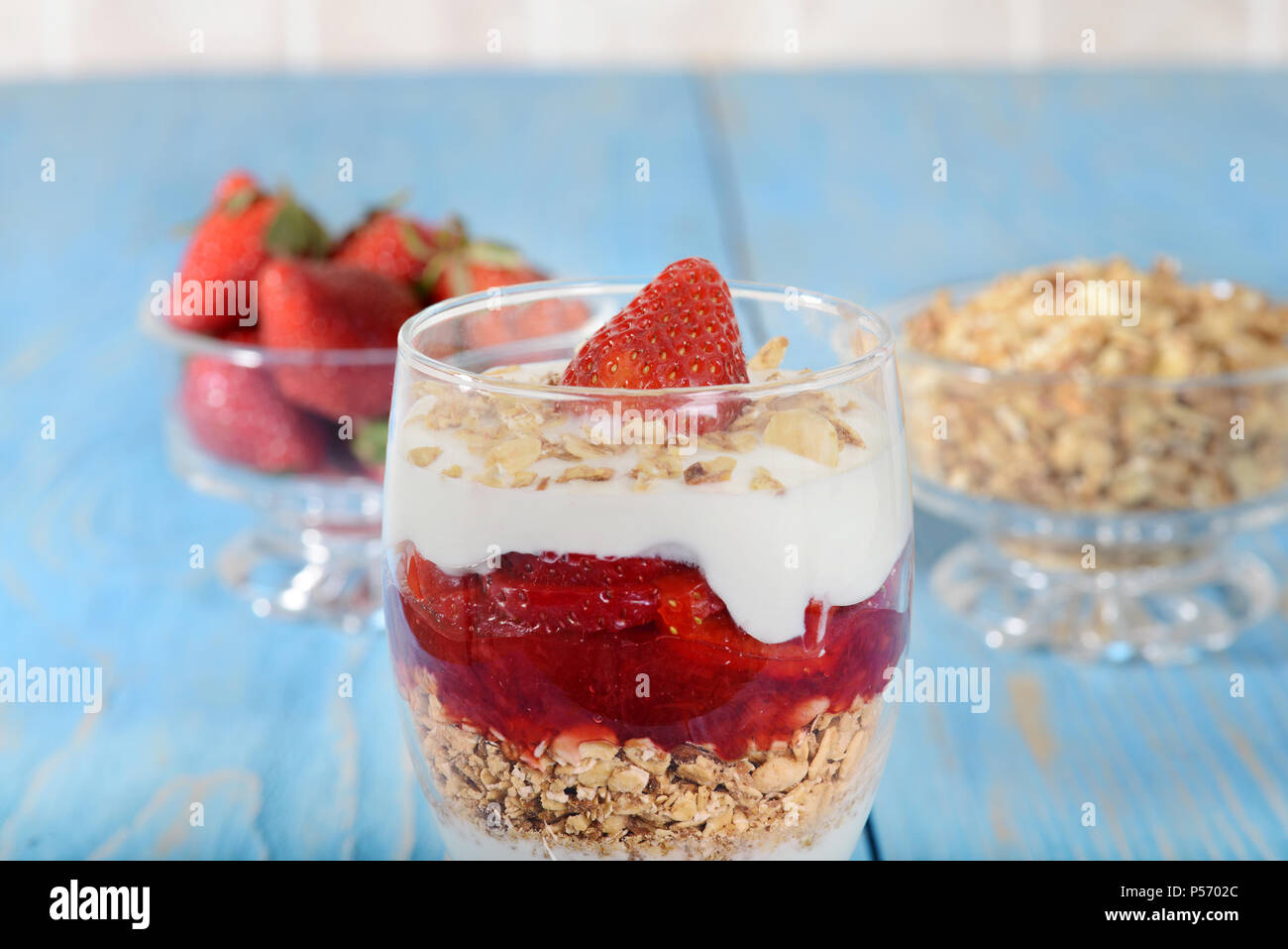 Gros plan du parfait aux fraises Banque D'Images