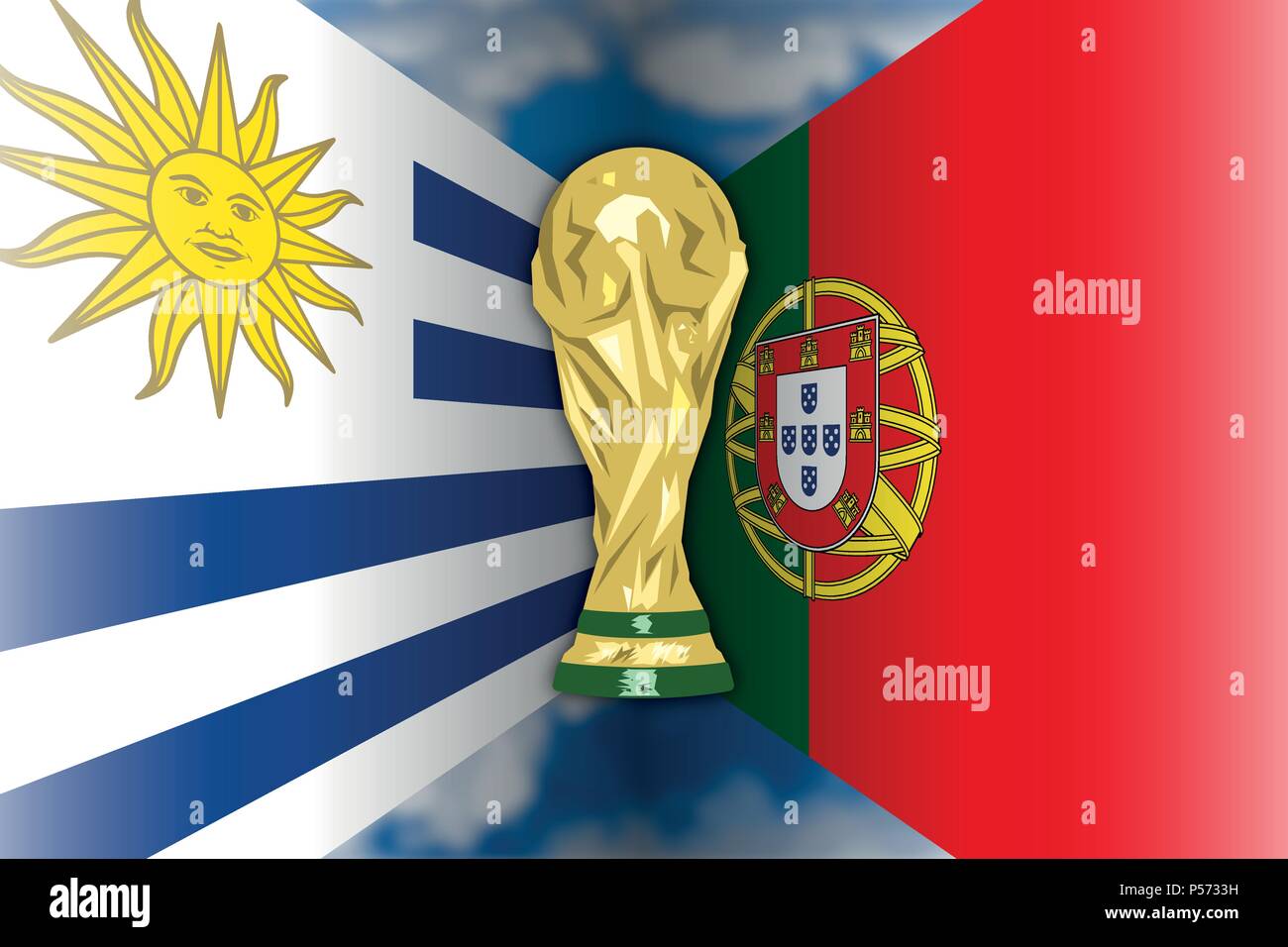 Russie 2018, huitièmes de finale, l'Uruguay - Portugal Illustration de Vecteur
