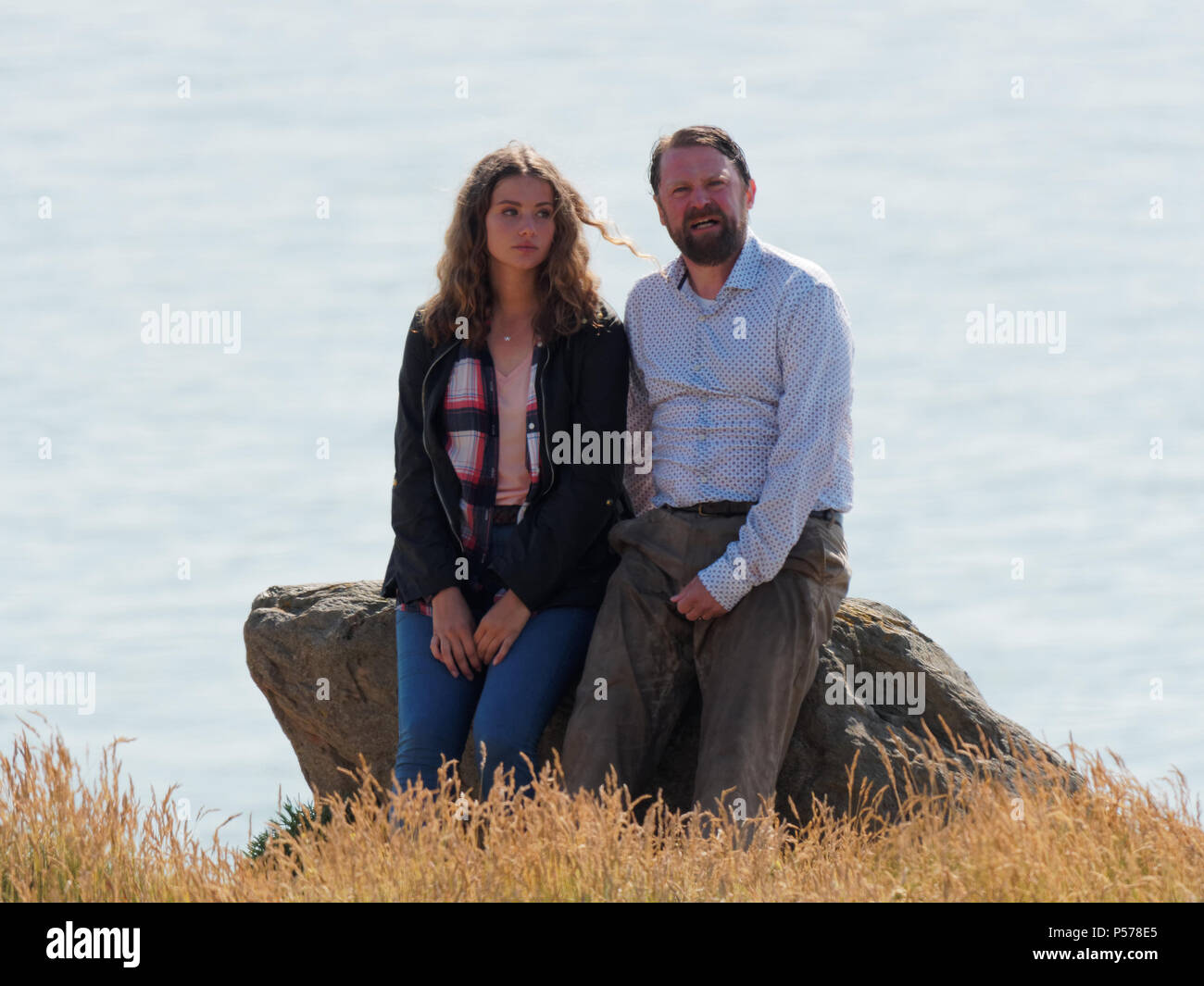 Newquay, Cornwall, UK. 25 Jun, 2018. Rosamunde Pilcher matin orageux de l'amour dans la nuit lieu de tournage, avec Matthias Brandt Harreby,Johanna Poules, Gabriel Merz, UK, le 25, juin, 2018 Robert Taylor/Alamy Live News. Newquay, Cornwall, UK. Crédit : Robert Taylor/Alamy Live News Banque D'Images