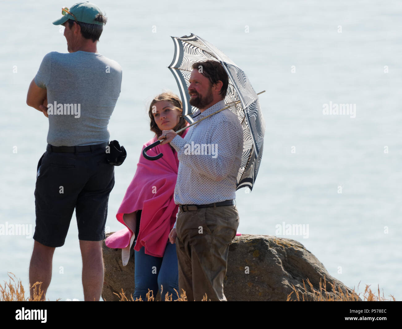 Newquay, Cornwall, UK. 25 Jun, 2018. Rosamunde Pilcher matin orageux de l'amour dans la nuit lieu de tournage, avec Matthias Brandt Harreby,Johanna Poules, Gabriel Merz, UK, le 25, juin, 2018 Robert Taylor/Alamy Live News. Newquay, Cornwall, UK. Crédit : Robert Taylor/Alamy Live News Banque D'Images