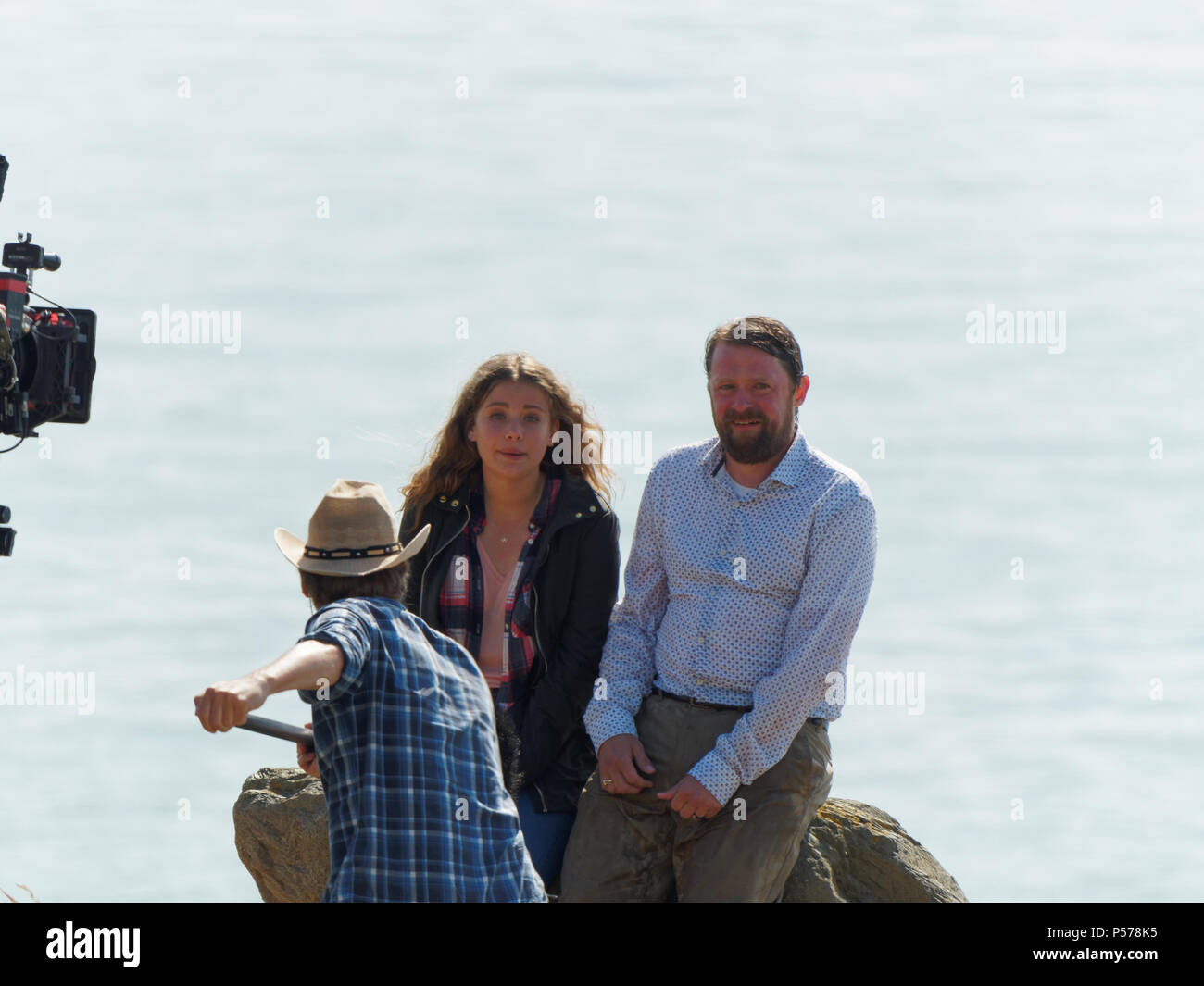 Newquay, Cornwall, UK. 25 Jun, 2018. Rosamunde Pilcher matin orageux de l'amour dans la nuit lieu de tournage, avec Matthias Brandt Harreby,Johanna Poules, Gabriel Merz, UK, le 25, juin, 2018 Robert Taylor/Alamy Live News. Newquay, Cornwall, UK. Crédit : Robert Taylor/Alamy Live News Banque D'Images