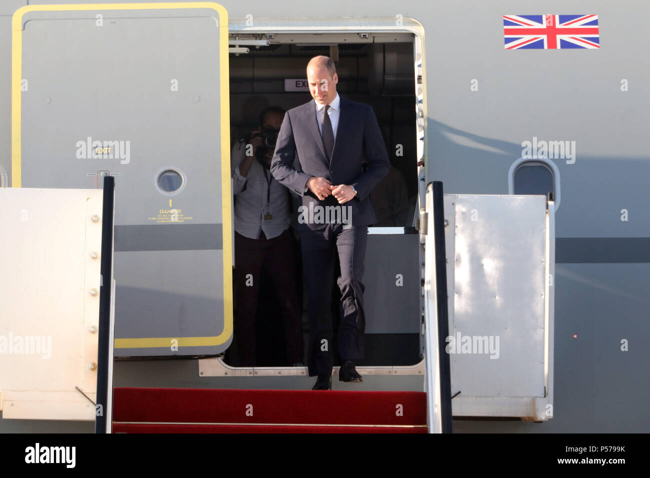 Tel Aviv. 25 Juin, 2018. UK's Prince William arrive à l'aéroport Ben Gourion pour une visite en Israël, le 25 juin 2018. JINI/crédit : Gédéon Markowicz/Xinhua/Alamy Live News Banque D'Images