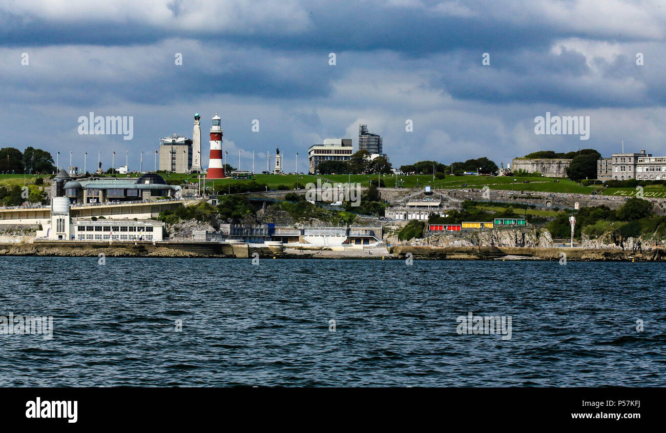 Devon Uk Plymouth Hoe sous un ciel de tempête de la mer Banque D'Images