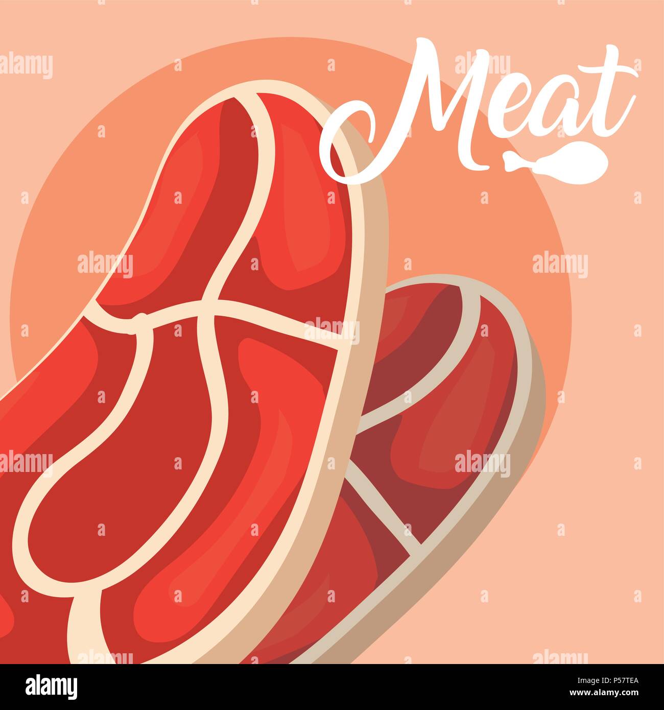 Steaks de viande sur fond rouge vector illustration graphic design Illustration de Vecteur