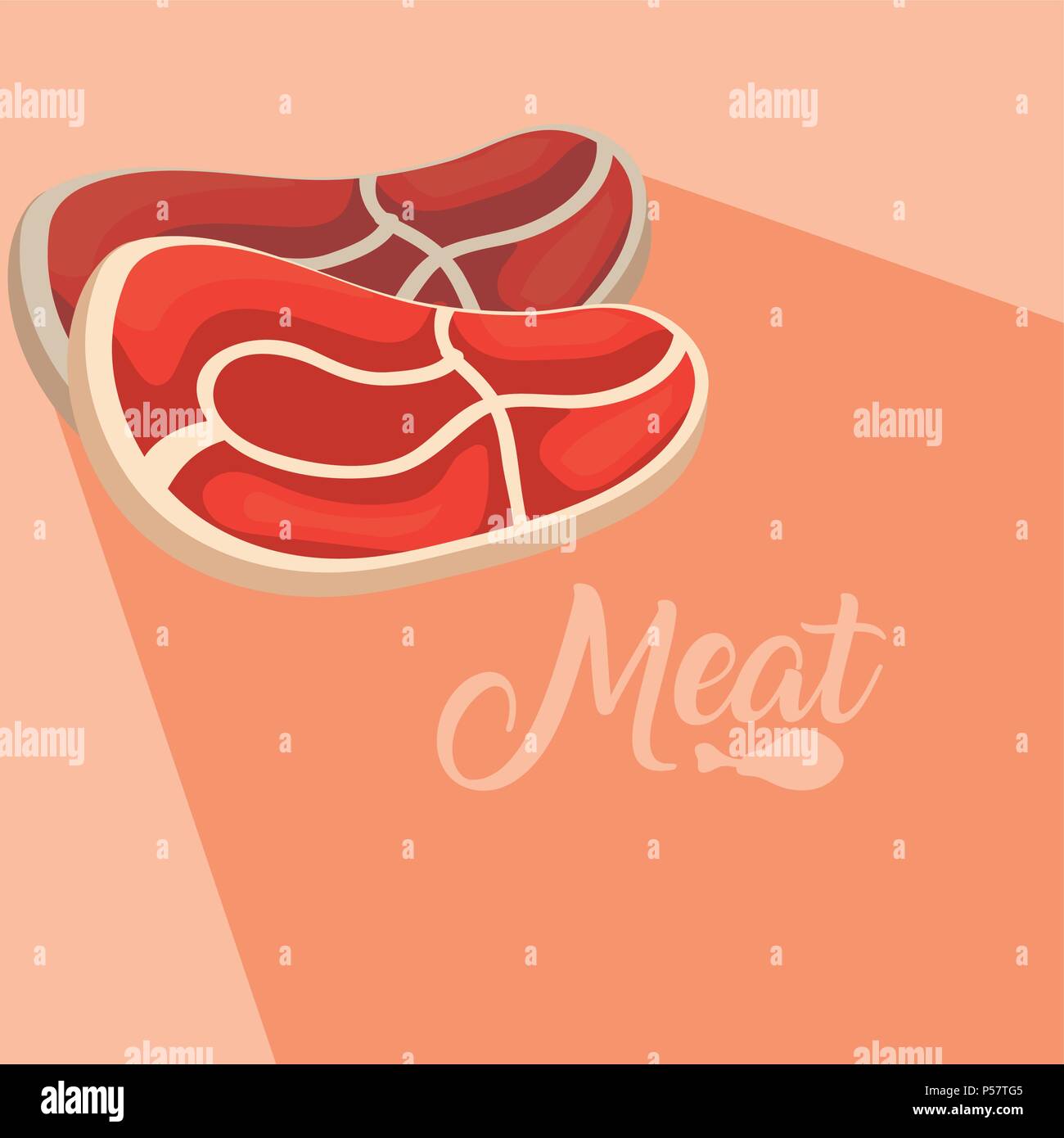 Steaks de viande sur fond rouge vector illustration graphic design Illustration de Vecteur