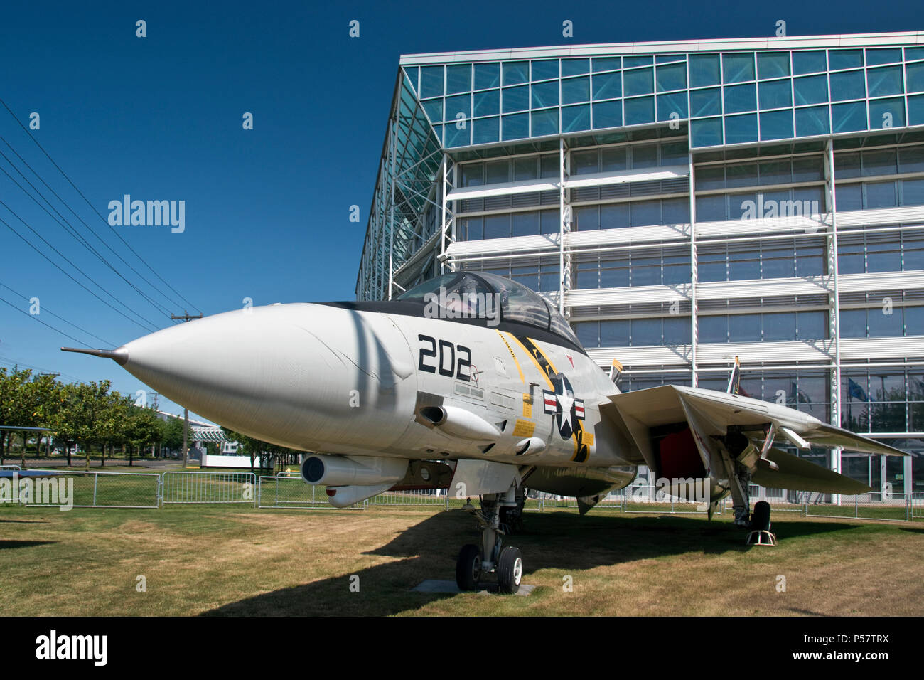 Un Grumman F-14A Tomcat, un avion de combat naval, exposées au Musée de l'aviation, Boeing Field, Washington. Banque D'Images