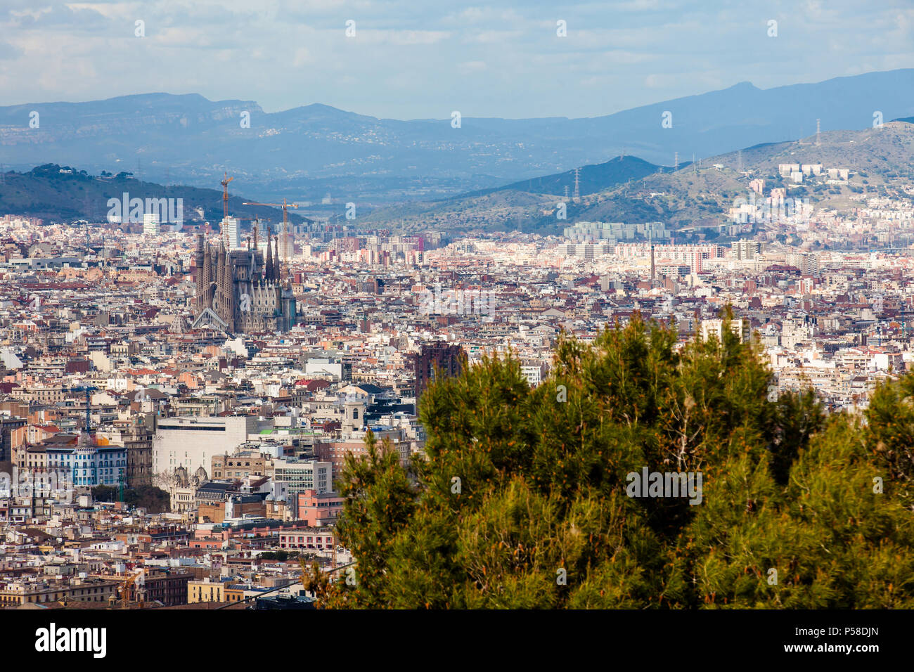 Barcelone ville vue de château de Montjuic Banque D'Images