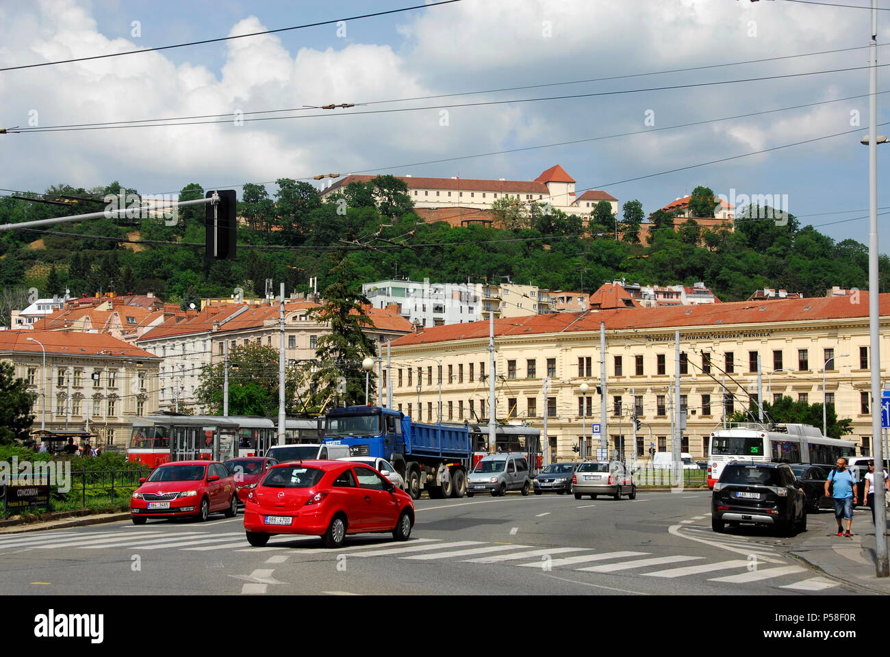 Vue sur le château de Spilberk Hill dans la ville de Brno, en Moravie du Sud, République Tchèque Banque D'Images