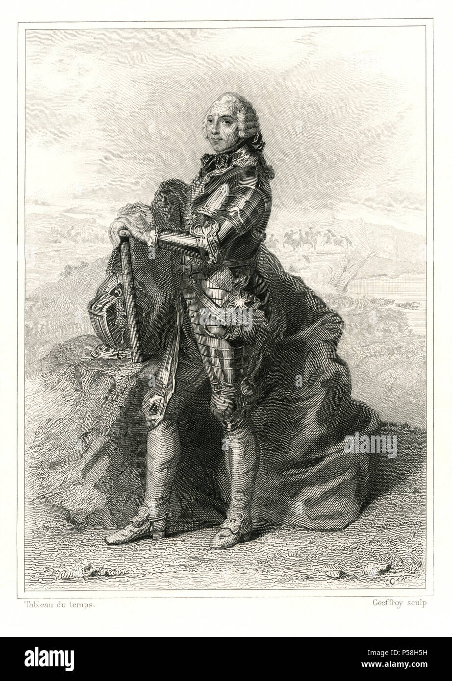 Charles Louis Auguste Fouquet, duc de Belle-Isle (1684-1761) Général et homme d'État français, gravure Banque D'Images