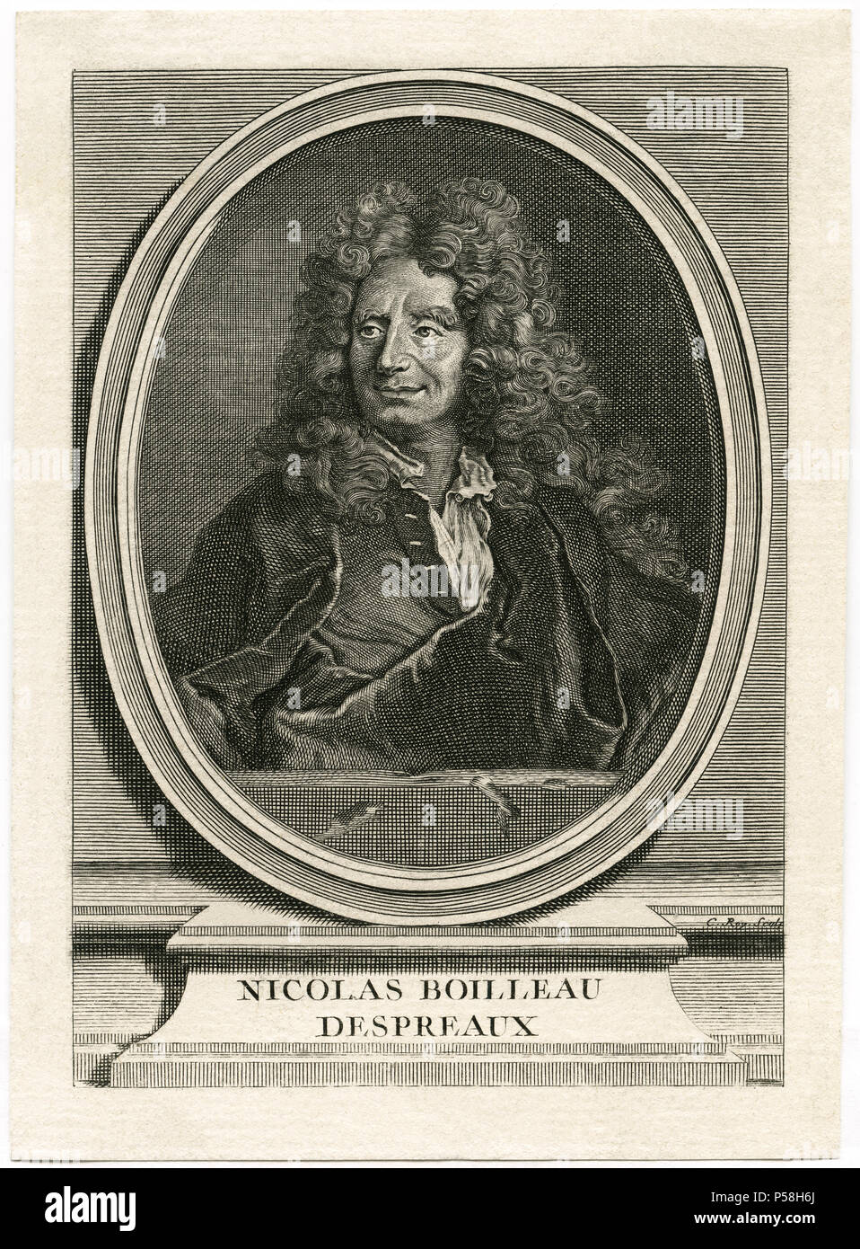 Nicolas Boileau-Despreaux (1636-1711), poète et critique français, la tête et épaules Gravure Banque D'Images