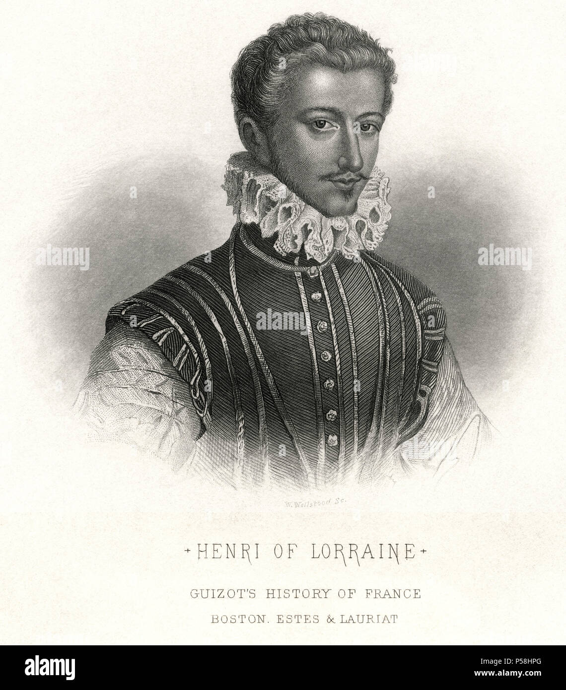 Henri de Lorraine, duc de Guise (1550-88), duc de Guise, fondateur de la ligue catholique pendant la ligue les guerres de religion, la mi-xixe siècle Gravure Banque D'Images