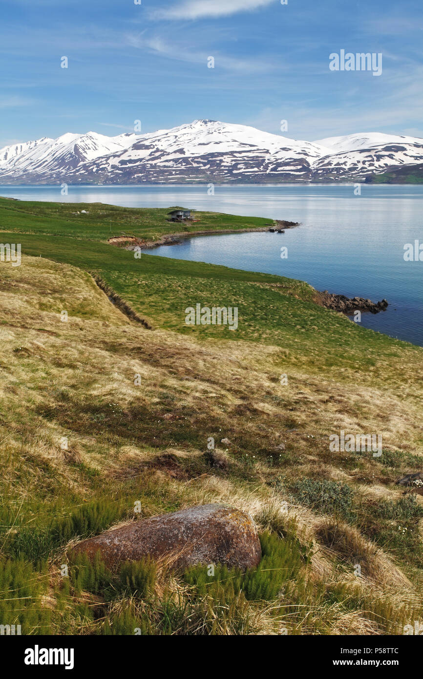 L'Islande landspace avec la Montagne et fjord Banque D'Images