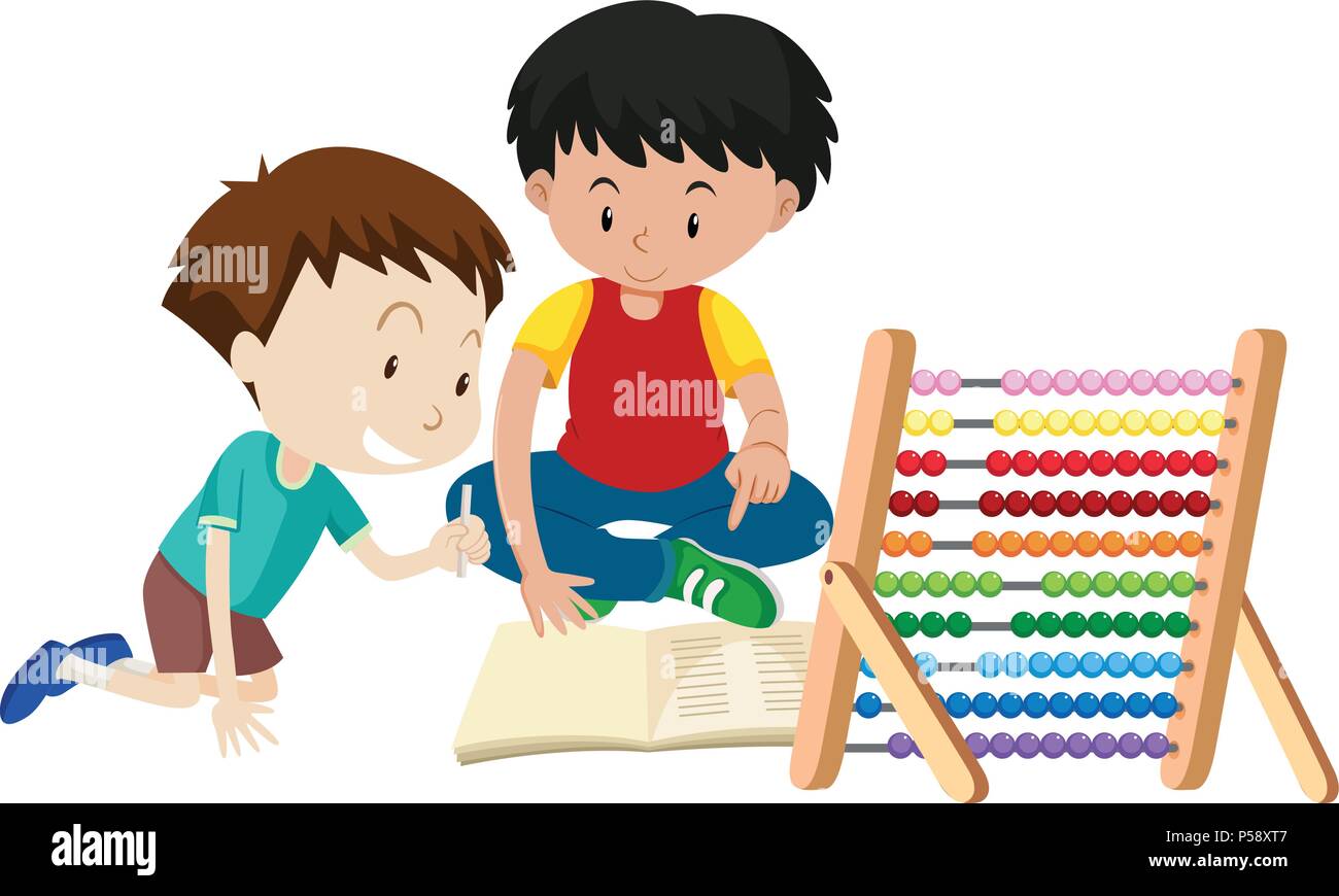 L'enseignement de frère devoirs avec Abacus illustration Illustration de Vecteur