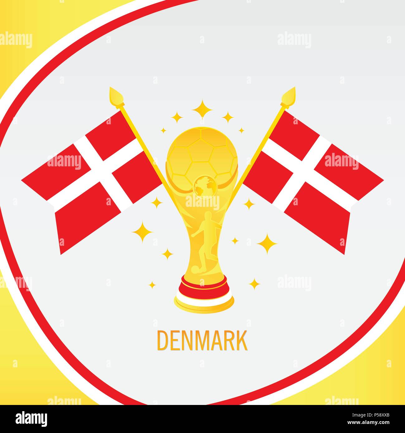 Football - le Danemark Champion 2018 Drapeau et Golden Trophy / Cup Illustration de Vecteur