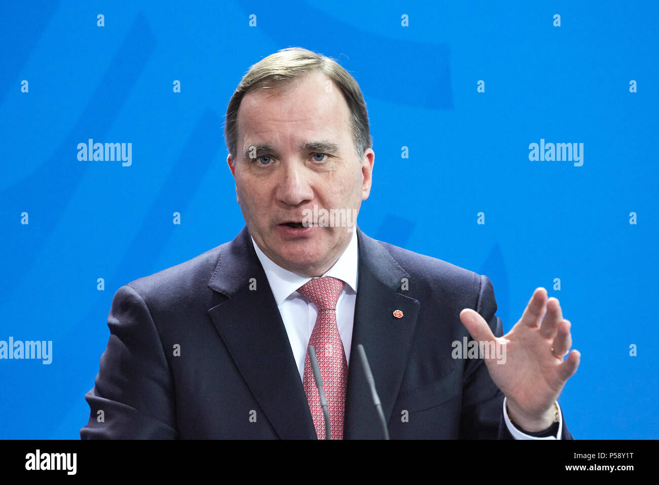 Berlin, Allemagne - Le Premier Ministre du Royaume de Suède, Stefan Loefven. Banque D'Images