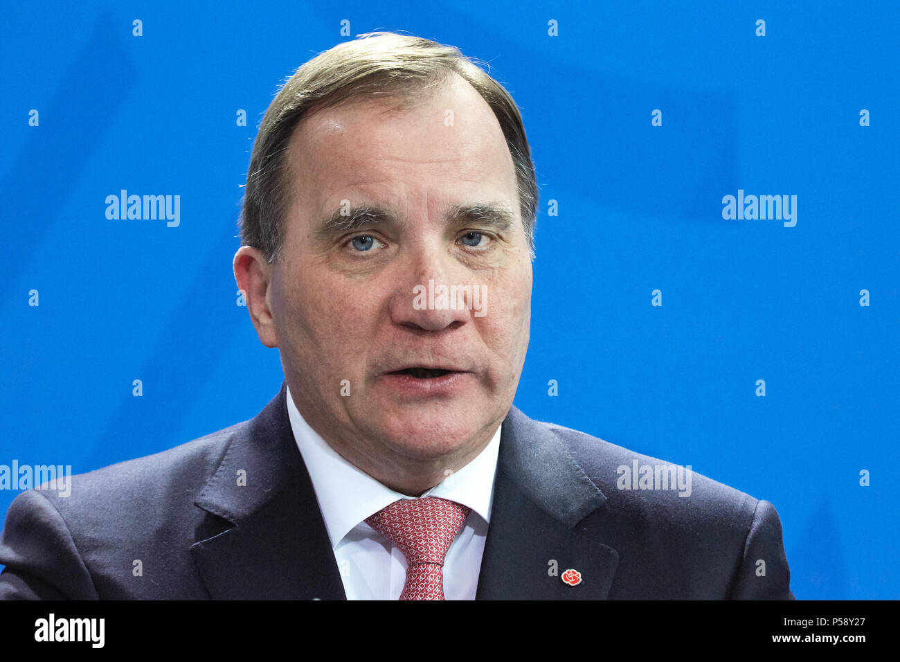 Berlin, Allemagne - Le Premier Ministre du Royaume de Suède, Stefan Loefven. Banque D'Images