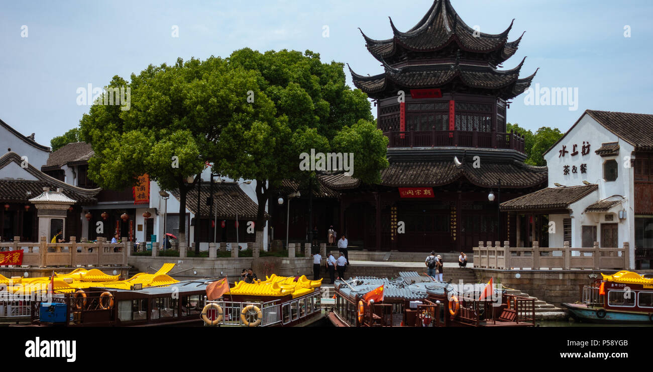 L'architecture traditionnelle et beaux paysages de Tang Shan Jie à Suzhou, Chine le 2 juin, 2018 Banque D'Images