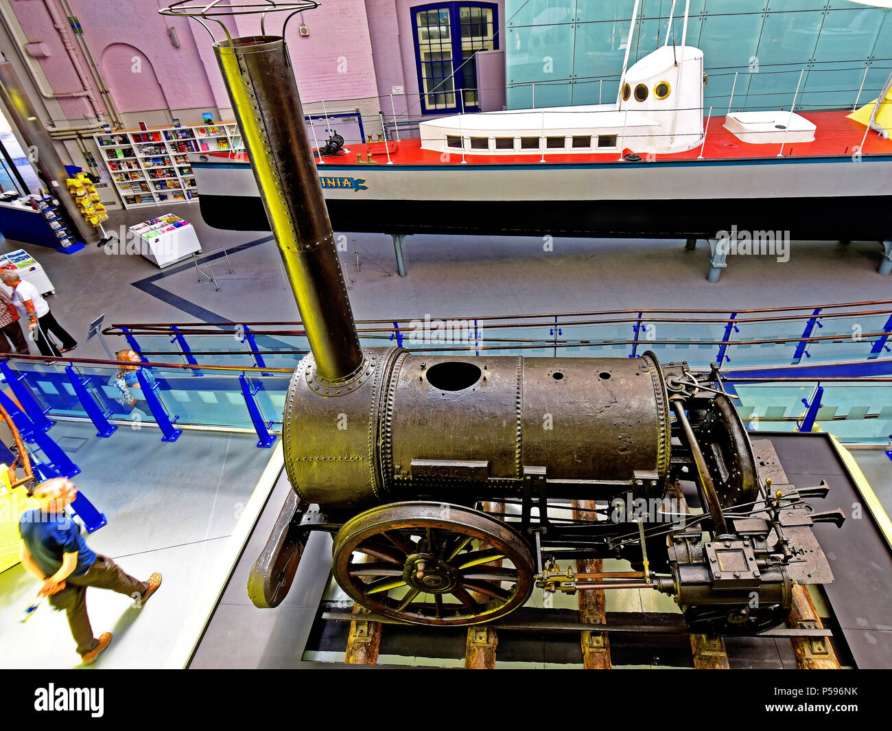 Discovery Museum Newcastle upon Tyne Stephensons Rocket Vue de dessus Banque D'Images