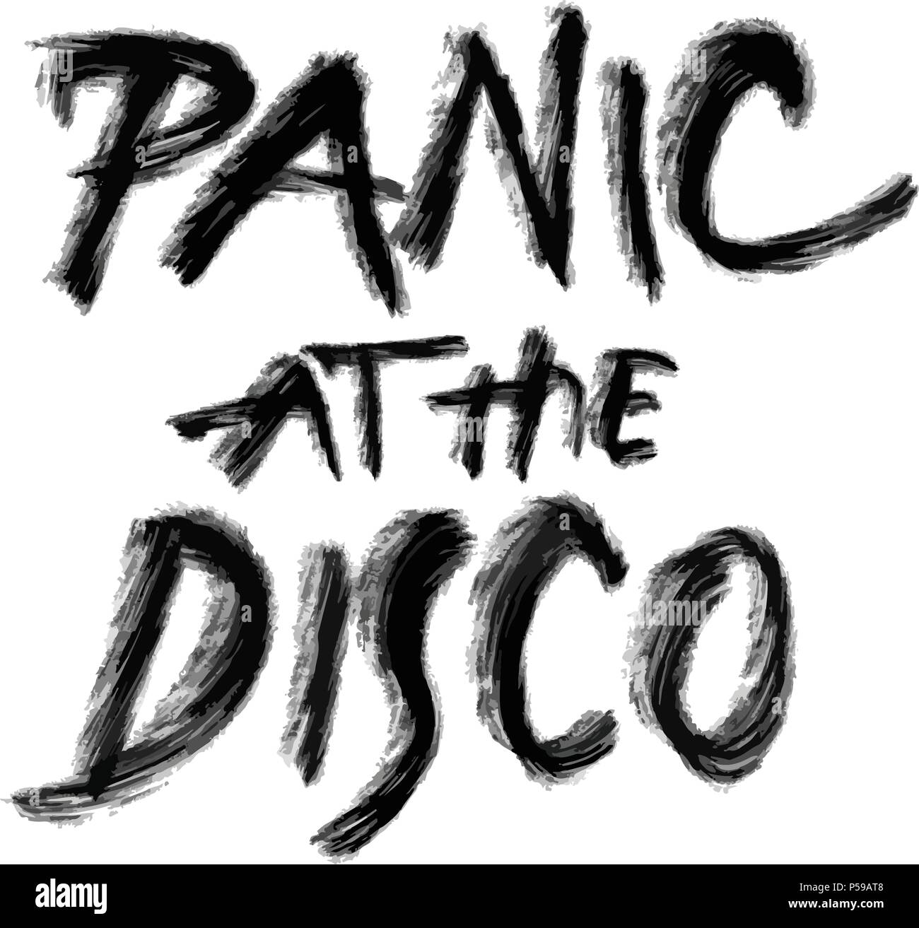 Panic at the disco, lettrage dessiné à la main, élément du vecteur de conception d'impression de l'affiche Illustration de Vecteur