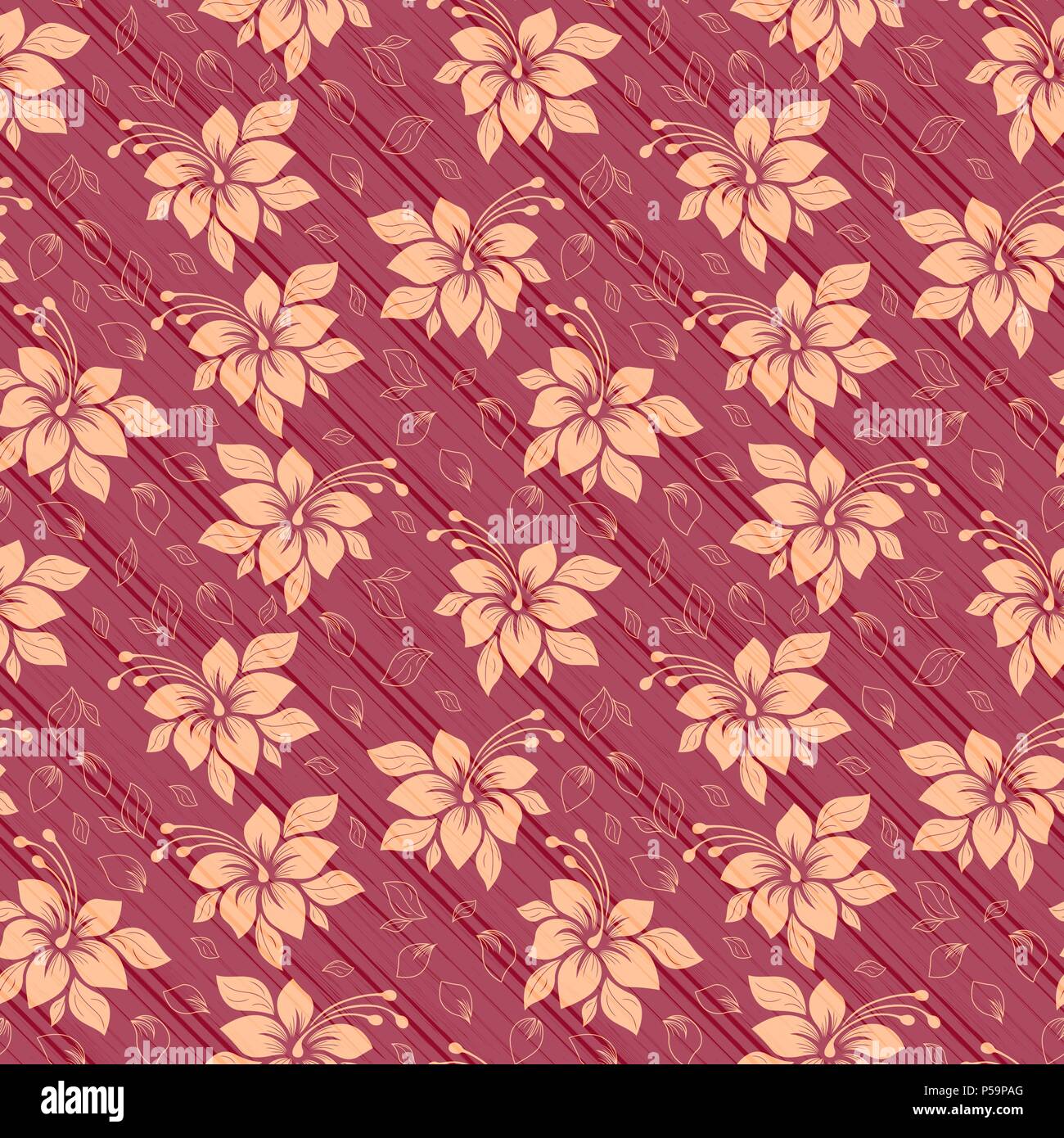 Motif de fleurs délicates en rose pastel et couleurs rouge, coupé comme un vecteur seamless texture tissu Illustration de Vecteur