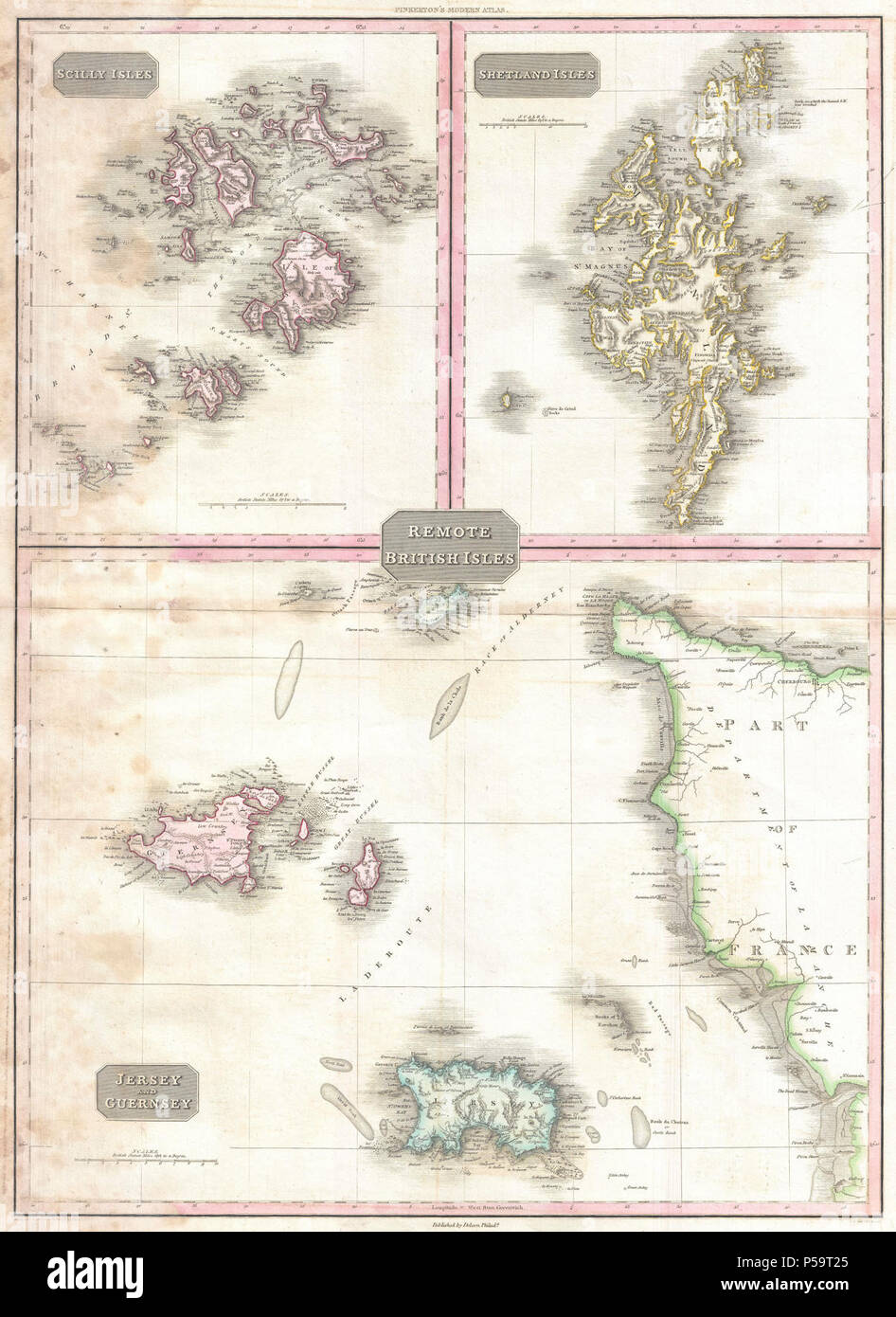 1818 Pinkerton Plan de Jersey, Guernesey, Scilly et Shetland, Îles britanniques - Geographicus - RemoteBritishIsles-pinkerton-1818. Banque D'Images