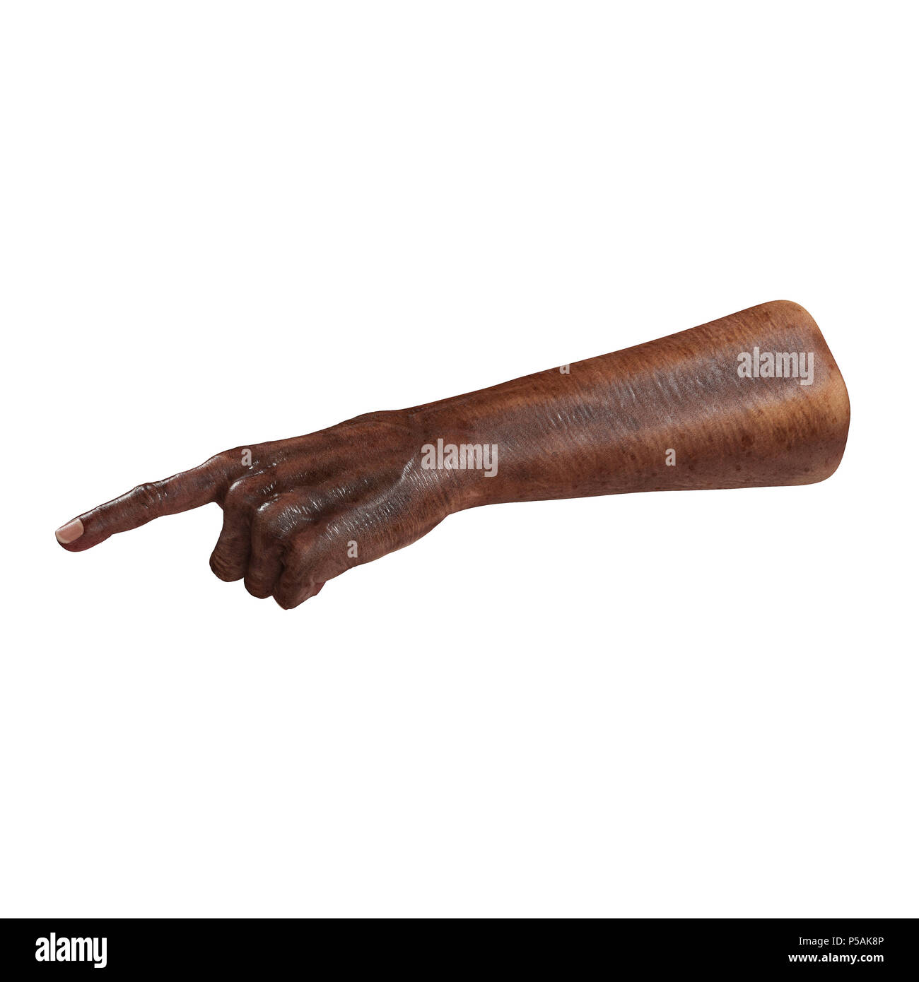 Par contre l'Afrique du vieil homme Pose Finger Point isolé sur fond blanc. 3D illustration Banque D'Images