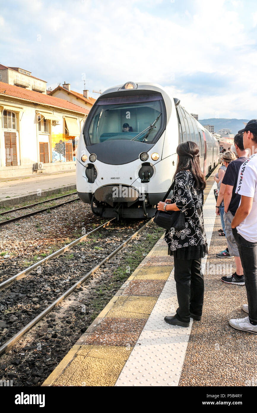 Ajaccio : Arrivée de la gare CFC Banque D'Images