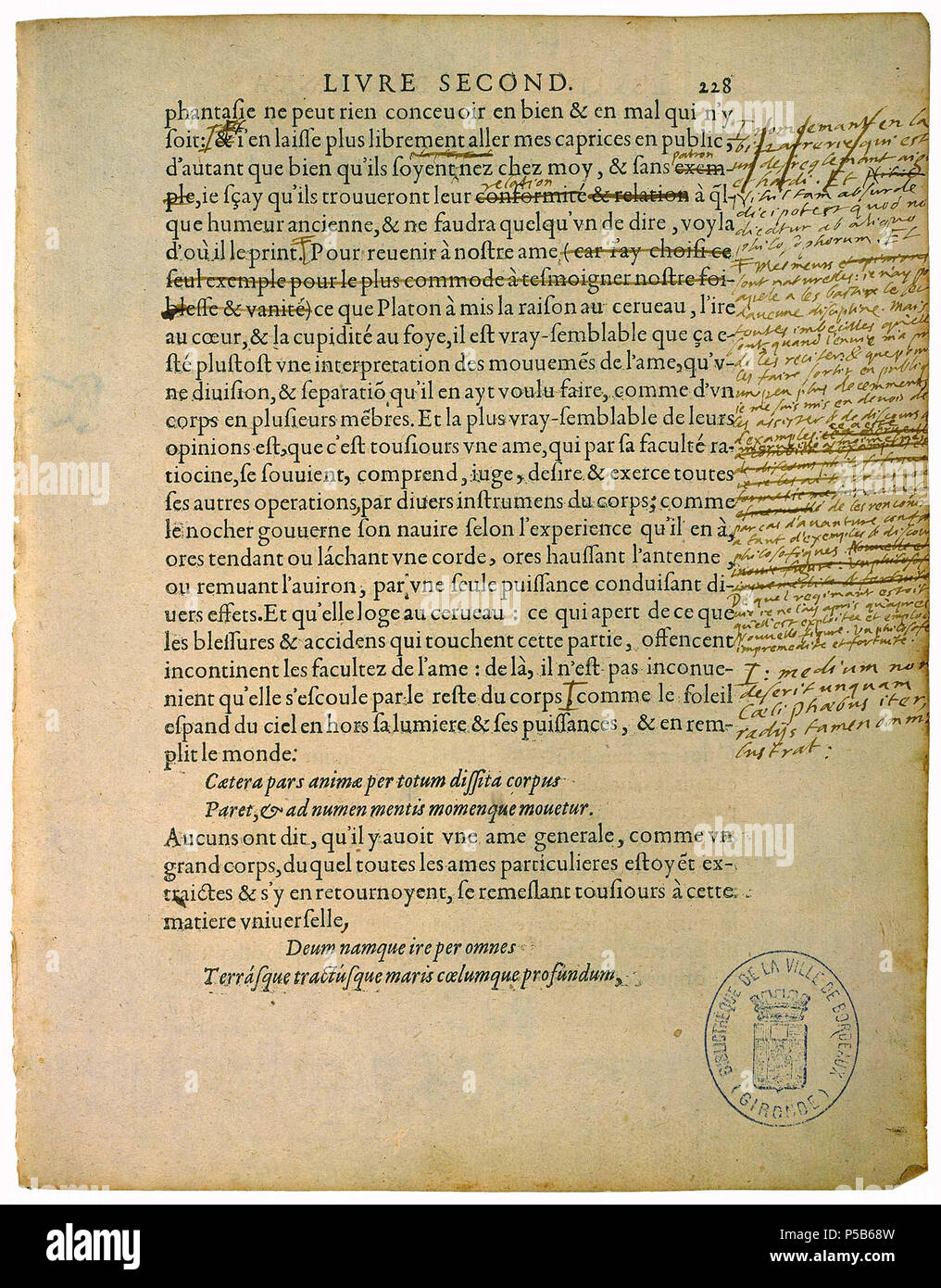 N/A. English : Essais, éd de Bordeaux. 1595. Montaigne. 528 2-0236 Essais-Livre Banque D'Images
