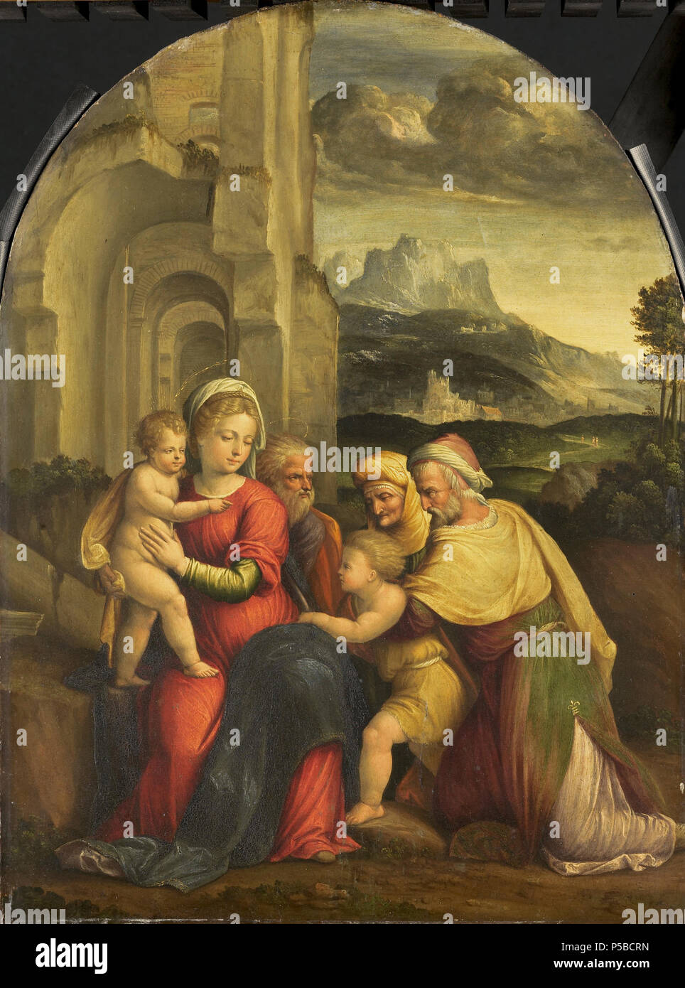 La Sainte Famille vers 1535. N/A 190 Benvenuto Tisi - De heilige familie Banque D'Images