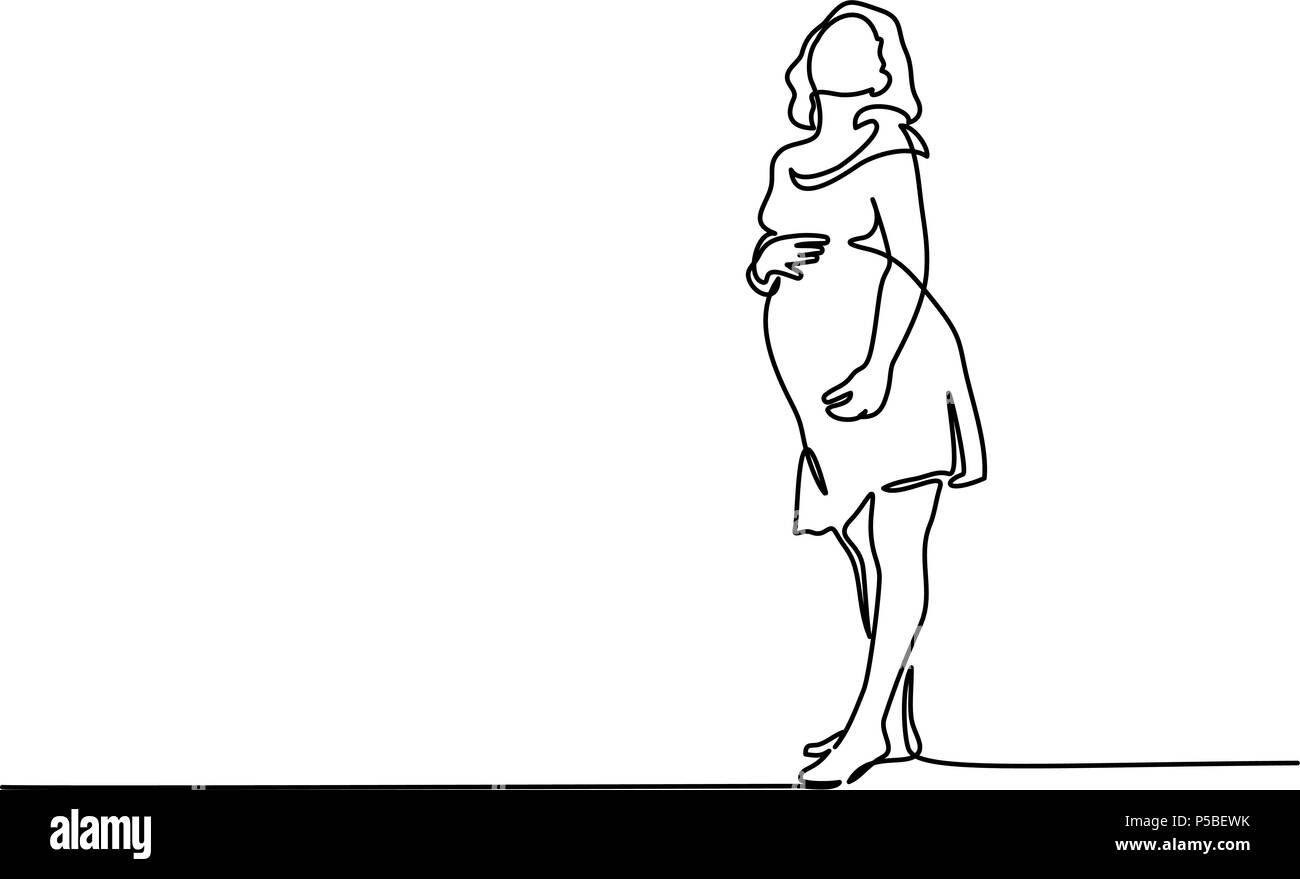 Happy pregnant woman silhouette photo Illustration de Vecteur