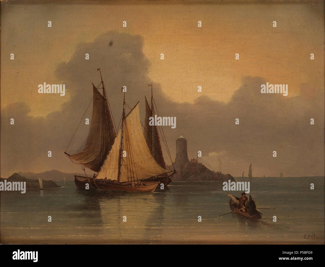 N/A. Anglais : vue sur le phare de Grönskär, toile 29 x 38 cm . Date inconnue. Elias Elias 504 Sehlstedt Sehlstedt vy-sur-gronskar Banque D'Images