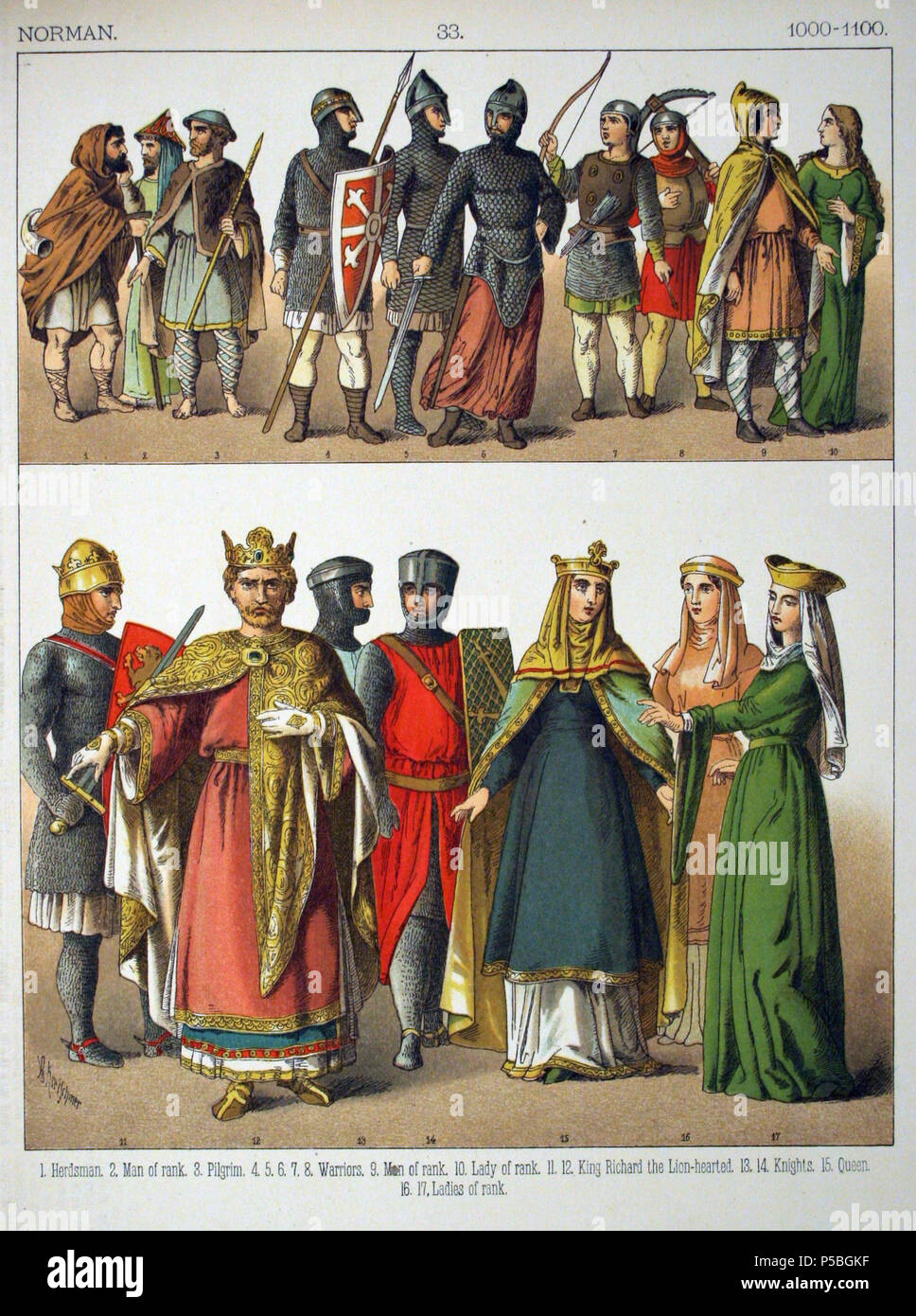 N/A. 1000-1100, Norman . 20 octobre 2010, 02:27:18. par Albert Kretschmer, peintres et costumier au Royal Court Theatre, Berin, et le Dr Carl Rohrbach. 13 1000-1100, Norman. - 033 - Costumes de toutes les nations (1882) Banque D'Images