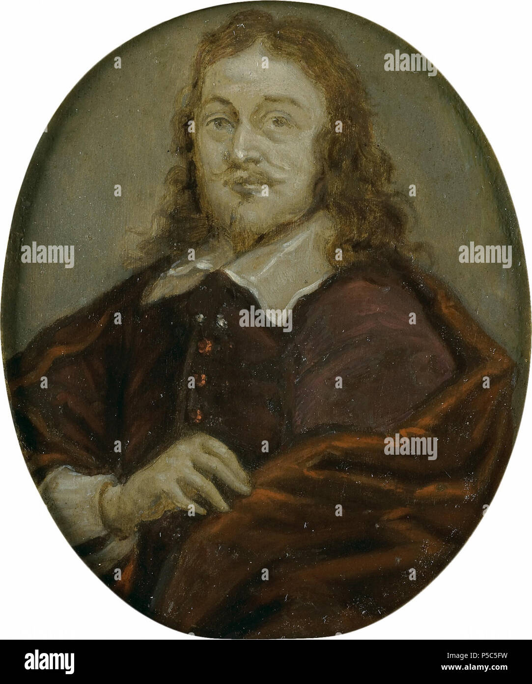 Portrait de Bonaventura Peeters (I) (1614-1652), peintre . Portrait du peintre Bonaventura Peeters (I). Buste en ovale, orienté vers la gauche. Le Panpeoticon Batavum de, une série de portraits de poètes néerlandais. Entre 1700 et 1732. N/A 20 Jan Toorop I (1614-52). Schilder Rijksmuseum SK-A-4582 Banque D'Images