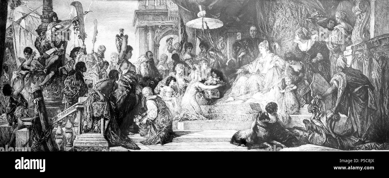 N/A. Allemand : der Huldigung Caterina Cornaro . circa 1876. William Unger (11. Septembre 1837-5. März 1932). Après Hans Makart (1840-1884) Noms alternatifs Johann Ferdinand Apollonios Description Makart peintre autrichien, dessinateur, décorateur et concepteur de la peinture d'histoire académique Date de naissance/décès 28 Mai 1840 3 octobre 1884 Lieu de naissance/décès lieu de travail vienne Salzbourg Vienne (1858), Salzbourg (1859), Munich (1859-1865), Vienne (1869-1884) contrôle d'autorité : Q511444 VIAF:32791716 ISNI:0000 0000 7365 1286 ULAN:500026894 RCAC:n84193240:WGA, Hans MAKART Cornar WorldCat 380 Banque D'Images