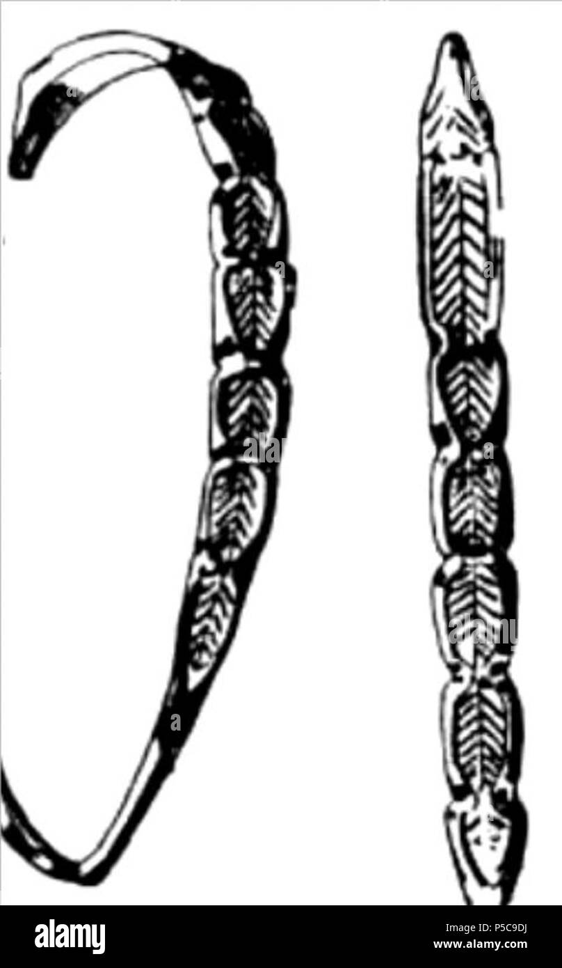 N/A. Anglais : Serpent de type multi-bracelet en spirale ; des découvertes archéologiques de la Transylvanie (ancienne Dacia, pré-romain) Budapest Museum repository cf. Romer F.F. L'archéologue et historien hongrois publié dans Archaeologiai értesít 1886 Page 391 par Magyar Tudományos Akadémia Budapest Hongrie ; (notez que c'est un 72038 'La Tene' bracelet cf. Parvan V. dans Getica 1926 page 580) . 14 mai 2011, 22:13 (UTC). 72038 référentiel bracelet MN Budapest.jpg : Romer F.F. (1815-1889 ) travail dérivé : Boldwin (talk) 405 72038 bracelet avec motif Décoration de sapin Banque D'Images