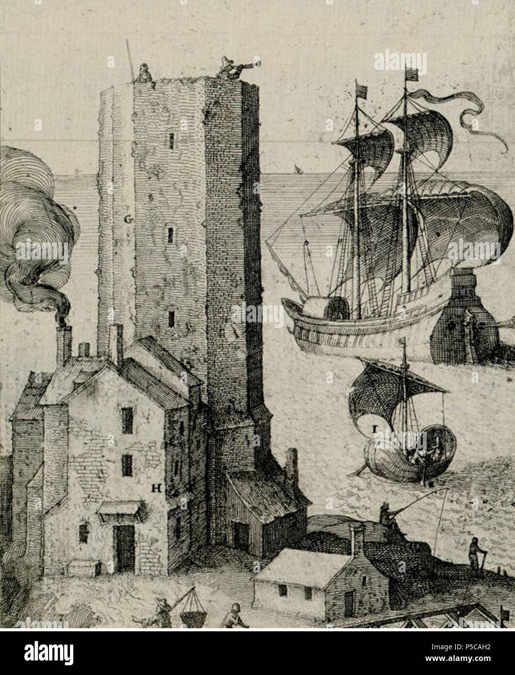 N/A. English : Dessin représentant la Tour du Prince Noir juste avant la construction du phare de Cordouan par Louis de Foix, à partir de 1592. Légende : "Vue d'une tour de Cordouan antérieure à celle de Louis de Foix, d'après Chastillon". vers 1590. Claude Chastillon (1559-1616) Noms alternatifs Claude Chatillon ; Claude Châtillon Description architecte, ingénieur civil, et le dessinateur topographe Date de naissance/décès 1559 ou 1560 27 avril 1616 Lieu de naissance/décès Châlons-en-Champagne Paris lieu de travail France contrôle d'autorité : Q1096583 VIAF:17524239 ISNI:00000000 Banque D'Images